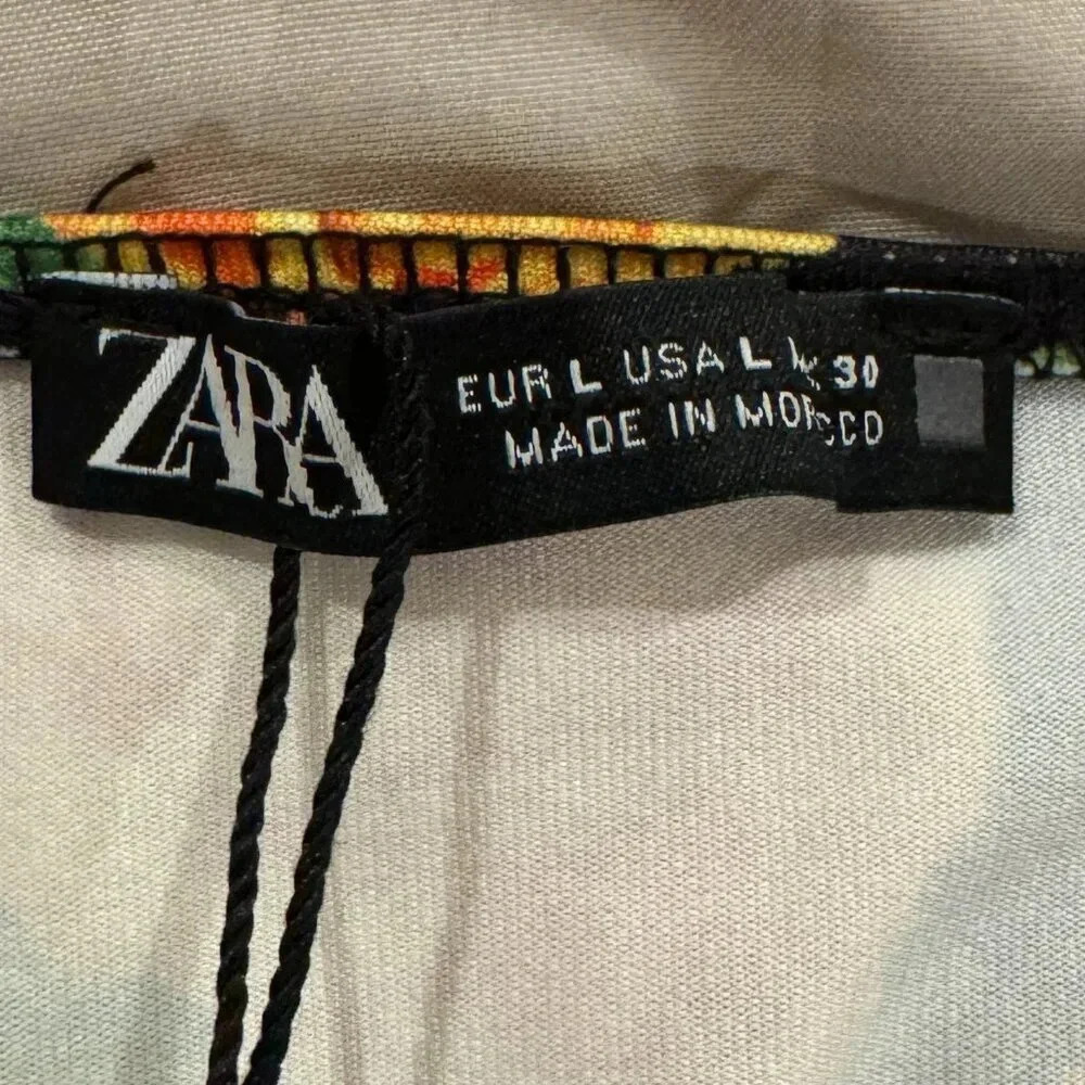 NWT Zara Twisted Halter Floral Black & Yellow Bodysuit - Picture 7 of 9